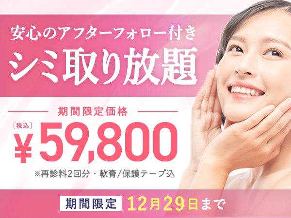 気になるシミをまとめて退治！シミ取り放題　59,800円